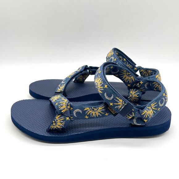 Teva Womens Size 9 Navy Blue Gold Original Universal Sun Moon Celestial Sandals - Picture 6 of 13